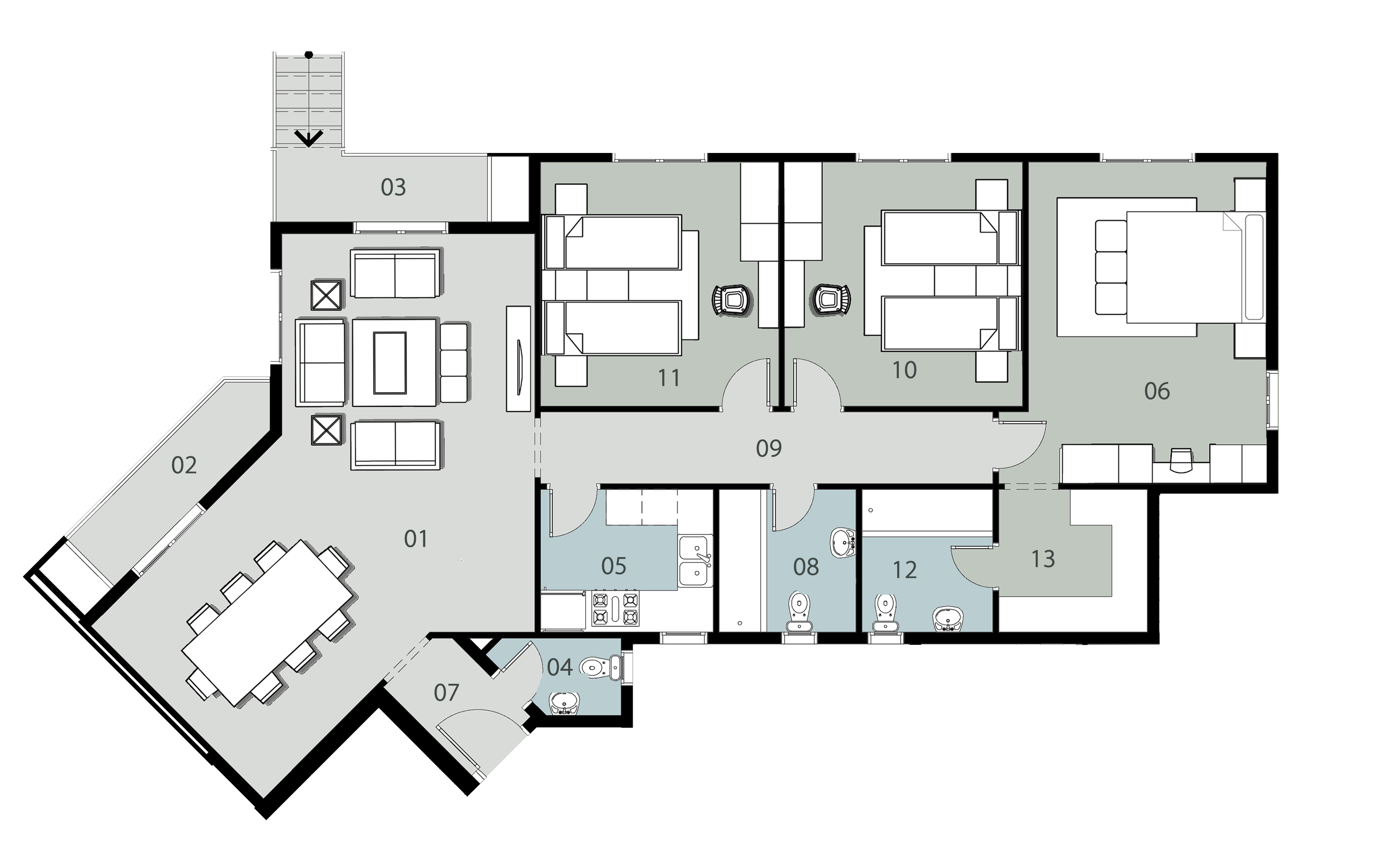 (3a & 3b) الطابق الارضى